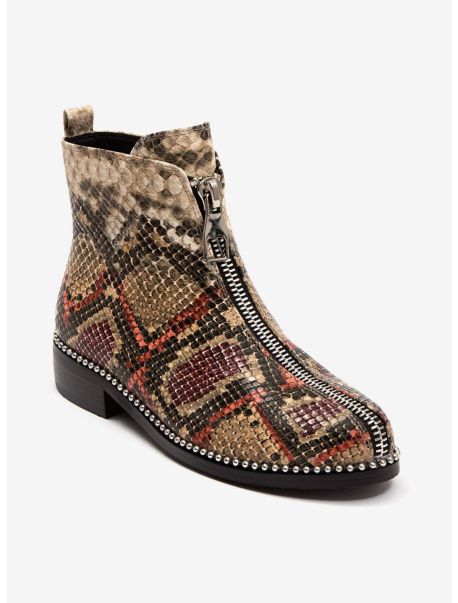 Shoes Girls Zippy Snake Stud Bootie Brown