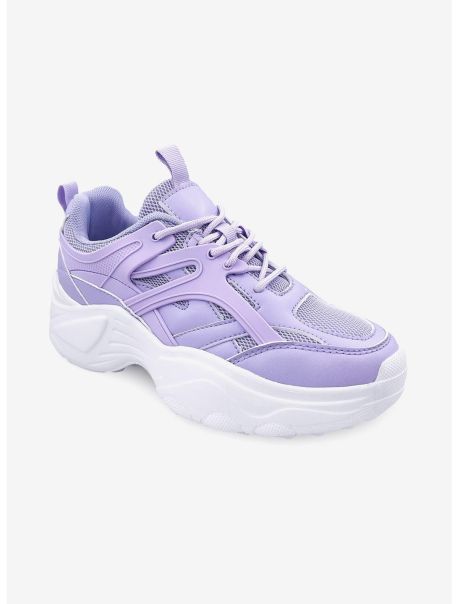 Madelyn Mixed Material Platform Sneaker Purple Girls Shoes