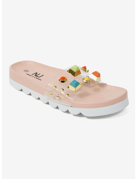 Shoes Girls Lucite Multi Color Stone Slide Sandal