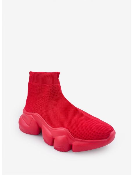 Mid Top Slip On Sock Sneaker Red Shoes Girls
