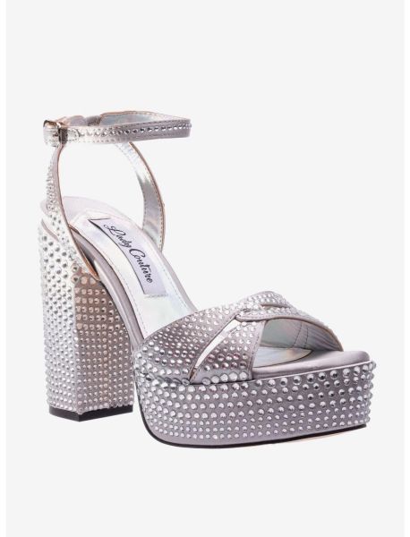Girls Shoes Rhinestone Silver Platform Sandal