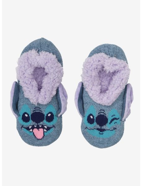 Girls Socks Disney Lilo & Stitch Face Mismatch Cozy Slipper Socks