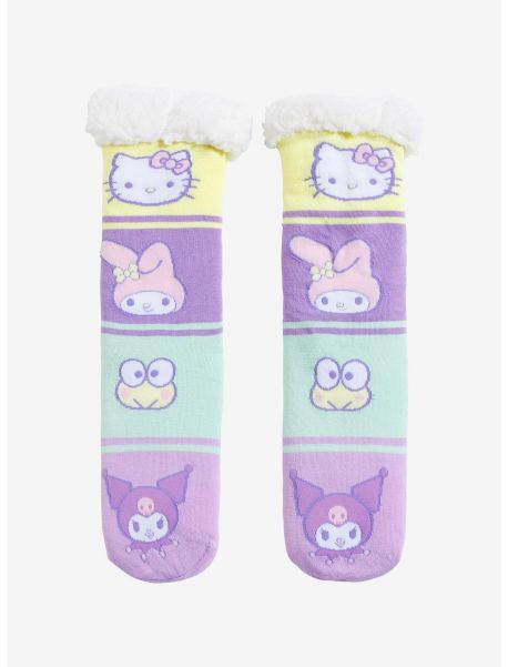 Girls Socks Hello Kitty And Friends Pastel Block Cozy Slipper Socks