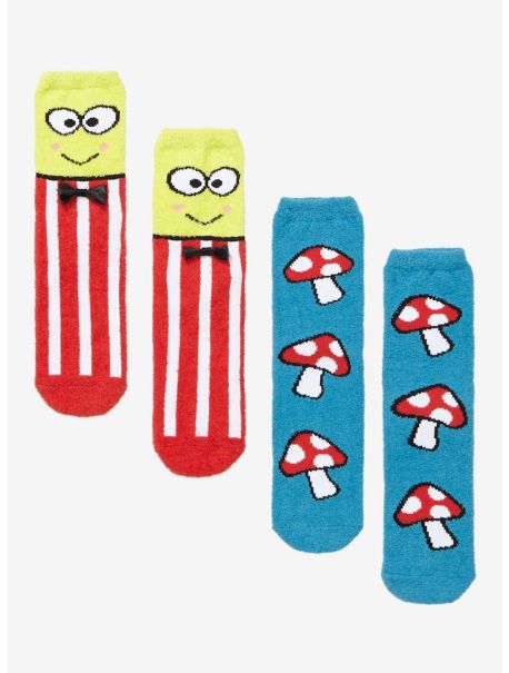 Socks Girls Keroppi Mushroom Fuzzy Crew Socks 2 Pair