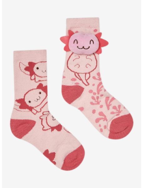 Axolotl Plush Pink Fuzzy Socks 2 Pair Girls Socks