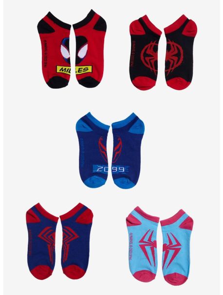 Girls Marvel Spider-Man: Across The Spider-Verse Spider-People No-Show Socks 5 Pair Socks