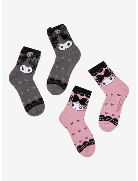 Girls Socks My Melody & Kuromi Lolita Fuzzy Socks 2 Pair