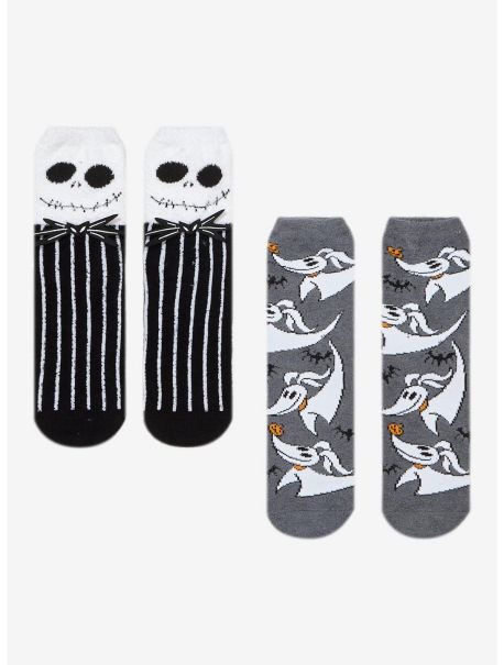 Girls The Nightmare Before Christmas Jack & Zero Fuzzy Socks 2 Pair Socks