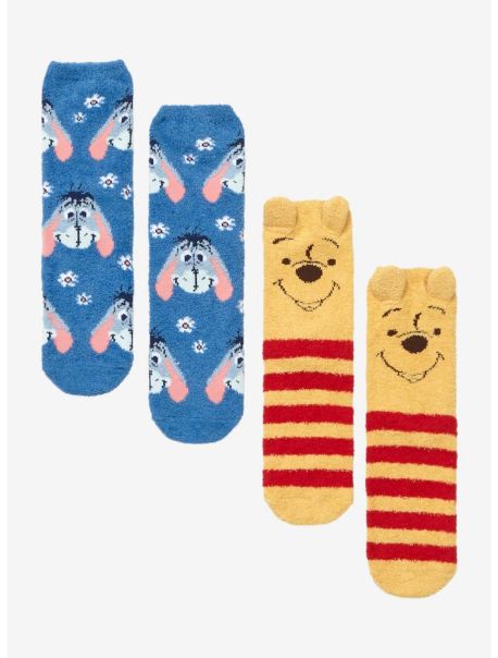 Disney Winnie The Pooh Eeyore & Pooh Fuzzy Socks 2 Pair Girls Socks