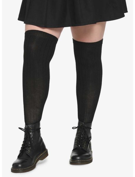 Girls Black Over-The-Knee Socks Plus Size Socks