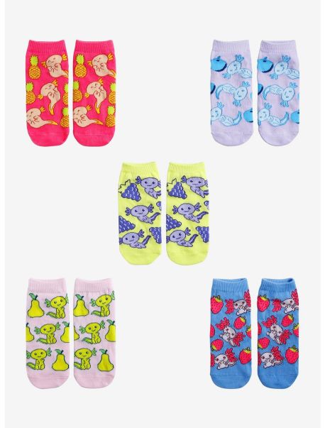 Socks Girls Axolotl Fruit No-Show Socks 5 Pair