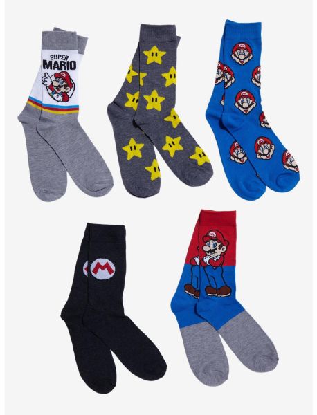 Super Mario Icon Crew Socks 5 Pair Girls Socks