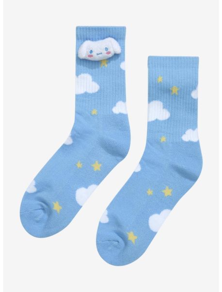 Girls Socks Cinnamoroll Clouds Plush Crew Socks