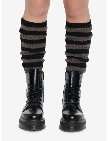 Socks Girls Black & Grey Stripe Slouch Knee-High Socks