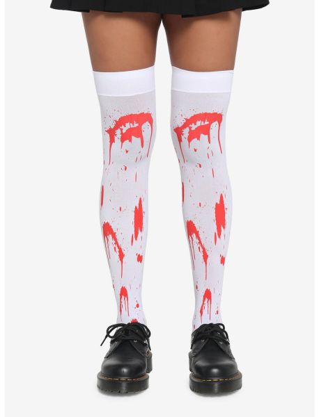 Girls Leg Avenue Red Splatter Thigh Highs Socks