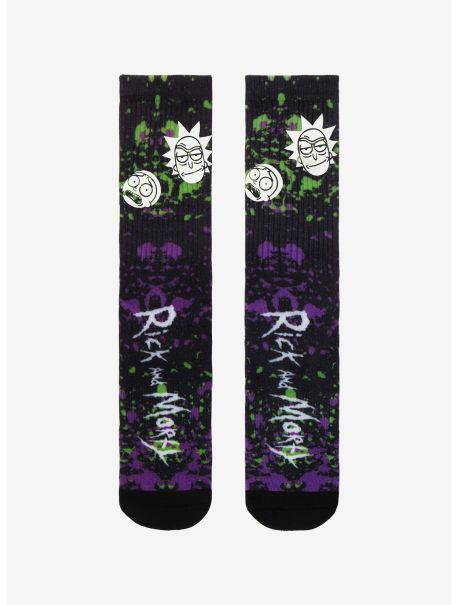 Girls Rick And Morty Heads Paint Splatter Crew Socks Socks