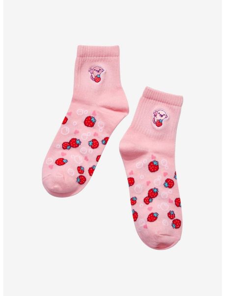 Axolotl Strawberry Ankle Socks Socks Girls