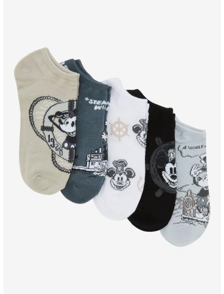 Socks Disney100 Mickey Mouse Steamboat Willie No-Show Socks 5 Pair Girls