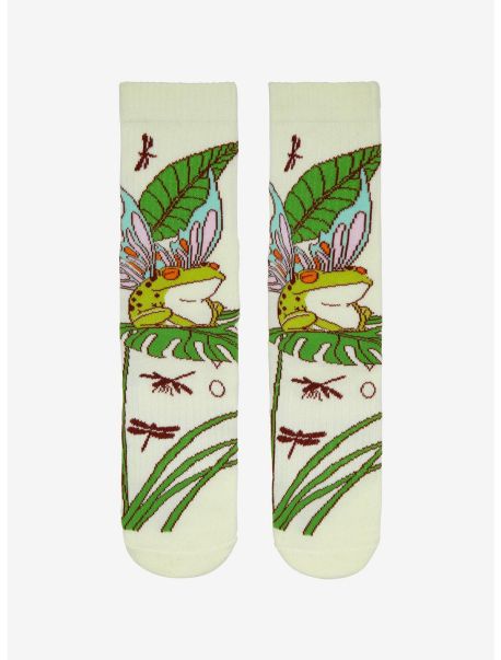 Girls Socks Pastel Frog Fairy Crew Socks