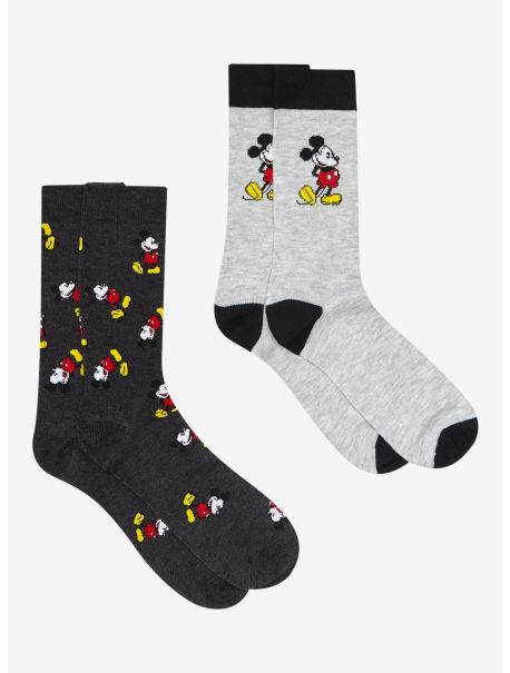 Disney Mickey Mouse Classic Icon Crew Socks 2 Pair Girls Socks