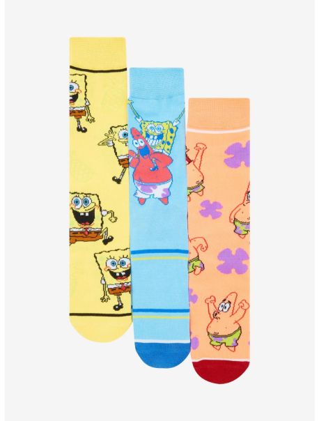 Girls Spongebob Squarepants Characters Crew Socks 3 Pair Socks