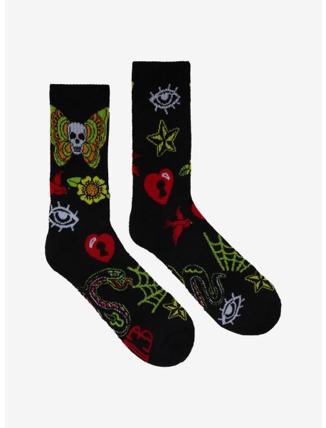 Dark Tattoo Art Crew Socks Girls Socks