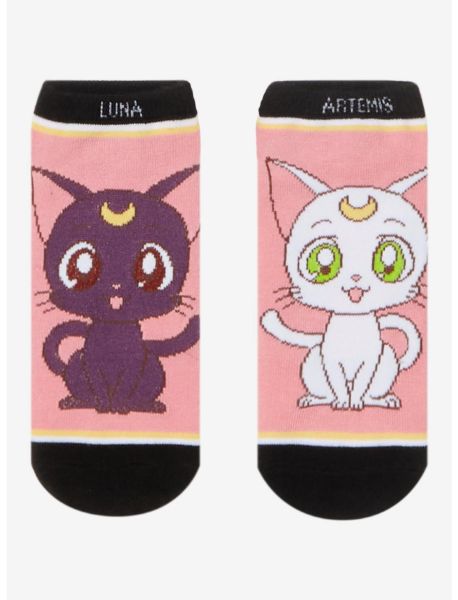 Sailor Moon Crystal Luna & Artemis Mismatch No-Show Socks Girls Socks