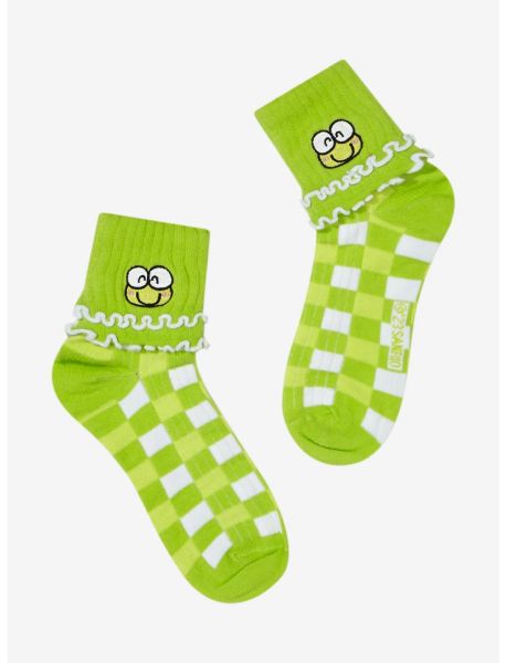 Girls Keroppi Checkered Lettuce Trim Ankle Socks Socks