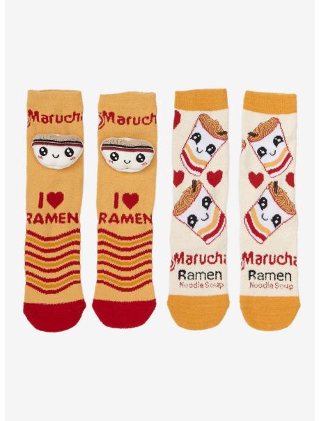 Socks Girls Maruchan Chibi Ramen Fuzzy Socks 2 Pair