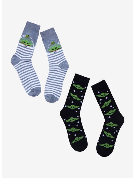 Girls Star Wars The Mandalorian Grogu Frog Crew Socks 2 Pair Socks