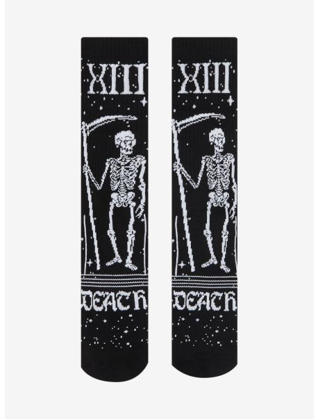 Girls Socks Death Tarot Card Crew Socks