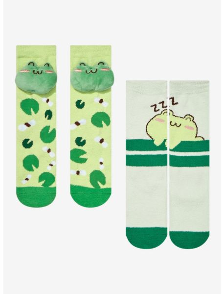 Socks Girls Chibi Frog Plush Fuzzy Socks 2 Pair