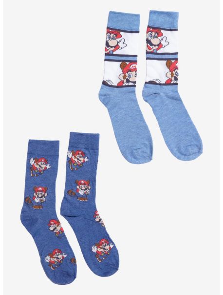 Super Mario Bros. Raccoon Mario Crew Socks 2 Pair Socks Girls