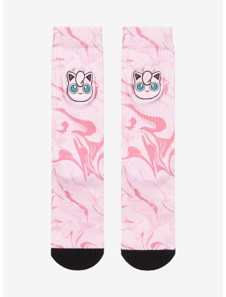 Girls Socks Pokemon Jigglypuff Tie-Dye Crew Socks