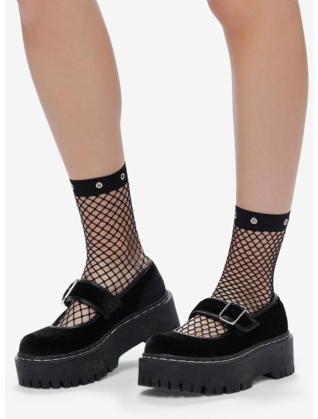 Socks Black Fishnet Grommet Ankle Socks Girls