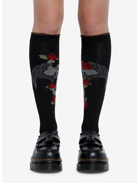 Rose Skull Dagger Knee-High Socks Socks Girls