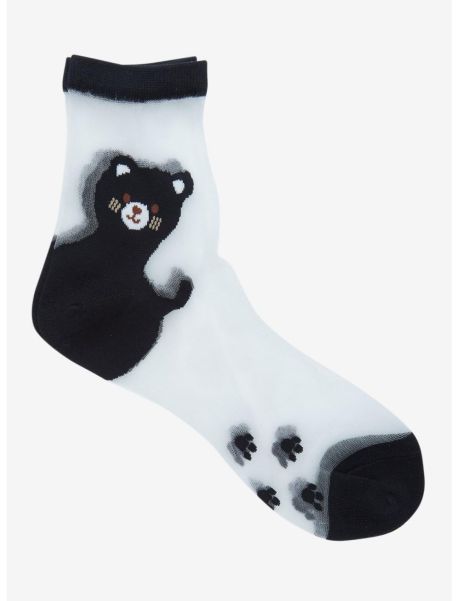 Black Cat Sheer Crew Socks Girls Socks