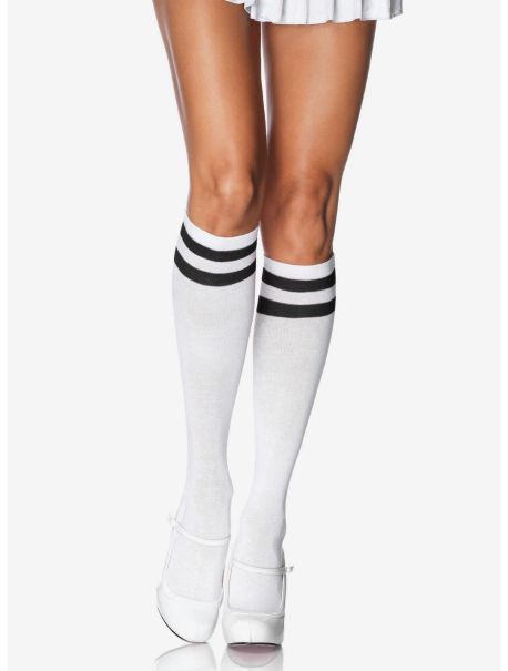 Girls Socks Athletic Knee High Socks White