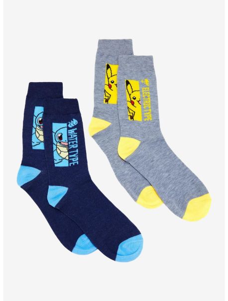 Socks Pokemon Squirtle & Pikachu Crew Socks 2 Pair Girls