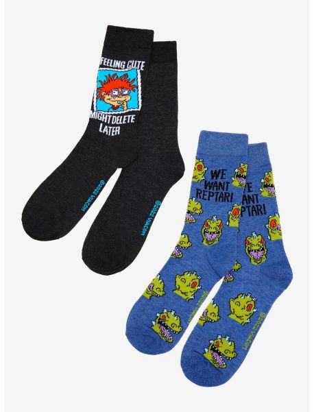 Rugrats Reptar & Chuckie Crew Socks 2 Pair Girls Socks