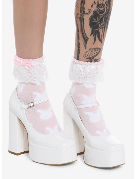 Socks Girls Pink Bunny Lace Ankle Socks