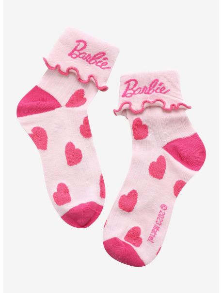 Girls Socks Barbie Logo Heart Ankle Socks
