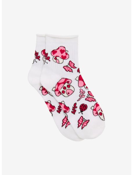 Pink Mushroom House Ankle Socks Socks Girls