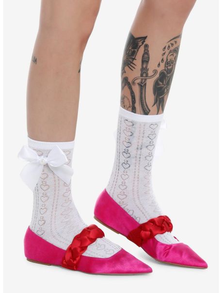 Pearl Bow Heart Crew Socks Socks Girls
