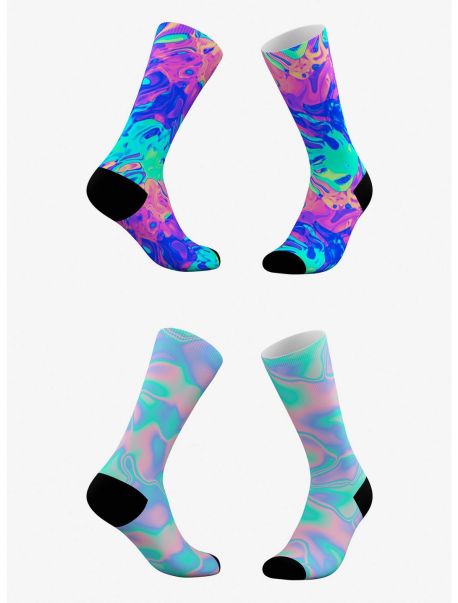 Socks Rainbow Swirl And Unicorn Marble Hologram Socks 2 Pack Girls