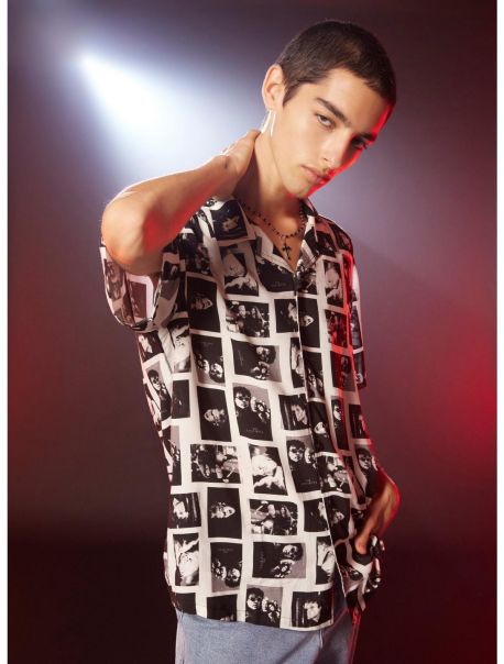 Guys The Lost Boys Tonal Photo Collage Woven Button-Up Button Up Shirts