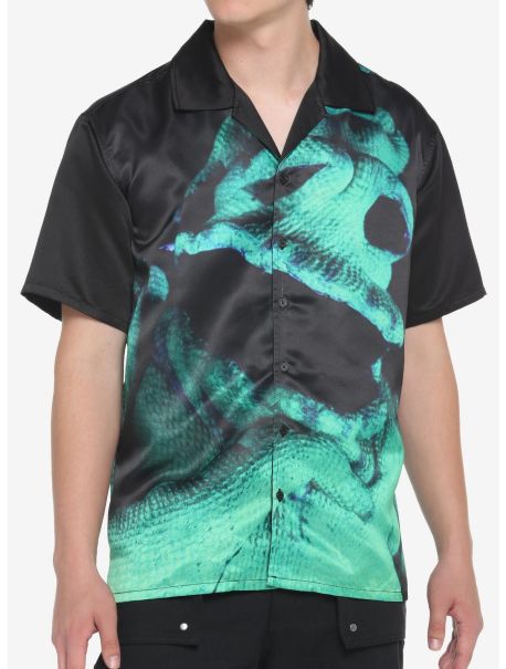 Guys Button Up Shirts The Nightmare Before Christmas Oogie Boogie's Face Woven Button-Up