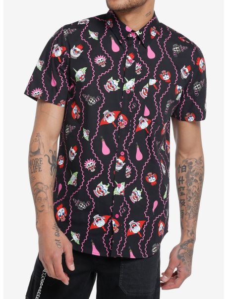 Killer Klowns From Outer Space Klowns Woven Button-Up Guys Button Up Shirts