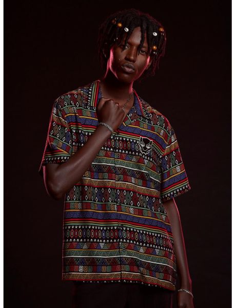 Button Up Shirts Our Universe Black Panther: Wakanda Forever Geometric Woven Button-Up Guys