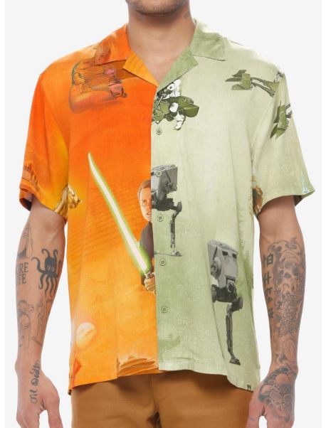 Our Universe Star Wars Tatooine Endor Split Woven Button-Up Button Up Shirts Guys